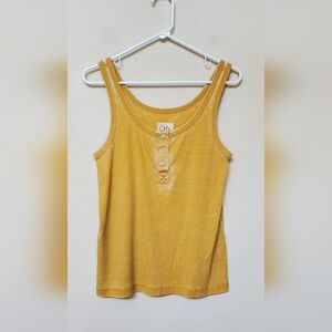 Chaser Mustard Yellow Tie Dye Buttoned Tank Top.  Size Small